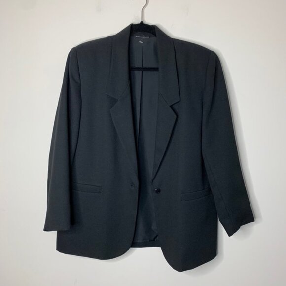 Women's Vintage Black Blazer Shoulders Pads Structured Oversized 90s y2k - Picture 4 of 10